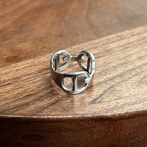 New Sterling Silver 925 ANCHOR CHAIN LINK RING, Statement Ring Size 7 - Picture 4 of 5